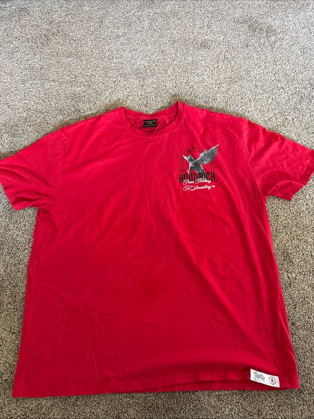 Hoodrich T-Shirt XXL Red “Product Of The Streets" Pegasus Graphic From Nothing